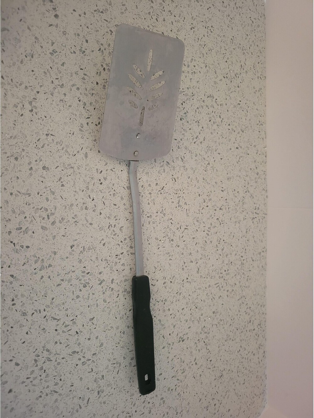 Vintage EKCO Black Plastic Handle Metal Slotted Turner Spatula Kitchen Utensil
